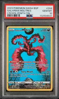 Galarian Moltres SWSH284 Crown Zenith Promo Card PSA 10 Gem Mint - Image 1