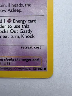 Pokemon TCG: 1999 Shadowless Gastly Base Set, Card-50/102 - Image 4