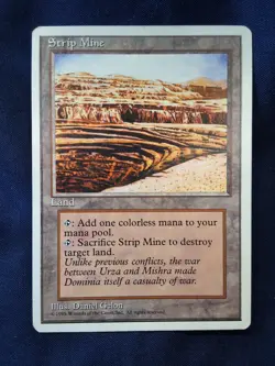 Magic the Gathering Strip Mine 4th Edition Colorless Uncommon Land Card -HP/MP - Image 1