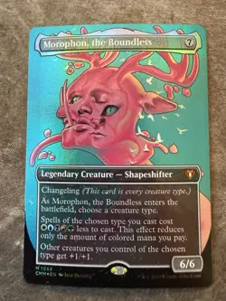 1x Morophon, the Boundless, Borderless Textured Foil, Commander Masters, MTG NM - Image 1