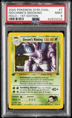 2000 POKEMON GYM CHALLENGE HOLO-1ST ED #7 GIOVANNI'S NIDOKING PSA 9 - Image 1