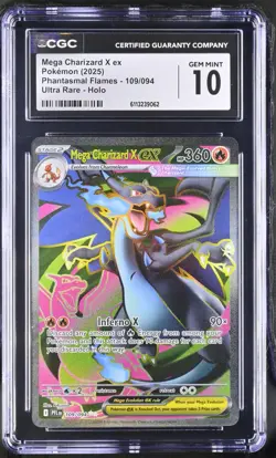 Mega Charizard x Ex Pokemon (2025) Phantasmal Flames - 125/094 CGC 10 Gem Mint - Image 1