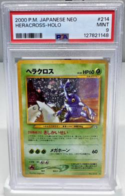 Heracross - PSA 9 - Neo Genesis - Holo Rare - #214 - Japanese - 2000 - Swirl - Image 1
