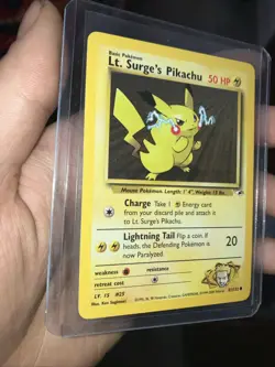 Lt. Surge's Pikachu 81/132 Pokemon TCG 1st Edition Gym Heroes NM Vintage 2000 - Image 1