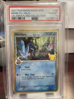 PSA 10 2021 POKEMON SWSH BLACK STAR PROMO CELEBRATIONS COLL #136 MIMIKYU-HOLO - Image 1