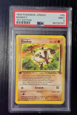 Pokemon - Mankey 1st Edition - Jungle Set - # 55 - PSA 9 - Image 1