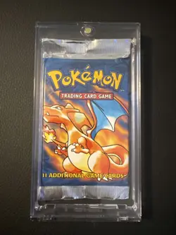 Pokemon TCG Base Set Unlimited Booster Pack Charizard Art WOTC Sealed with case - Image 1