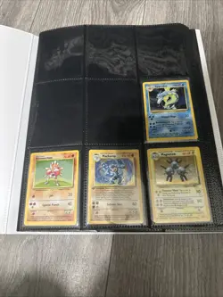 Near Complete Pokemon Base Set Binder With Some Holos Mostly Commons Some DMG - Image 1