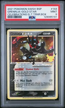 2021 POKEMON SWSH BLACK STAR PROMO #144 GRENINJA-GOLD STAR PSA 9 - Image 1