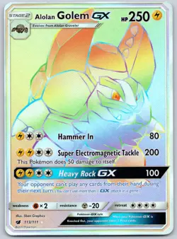 Alolan Golem GX (Secret) 113/111 (MP) - SM: Crimson Invasion Pokemon TCG - Image 1