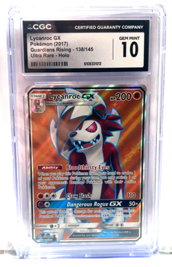 2017 VINTAGE POKEMON GEM MINT LYCANROC GX # 138/145 HOLO GRADE 10 AWESOME ! - Image 1