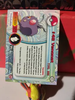 Pokemon 1999 Light Play Topps Series 1 Black Logo Venonat 48 Foil - Image 2