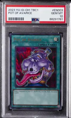 2023 YU-GI-OH! TBC1-THE POT COLL #EN003 POT OF AVARICE PSA 10 - Image 1