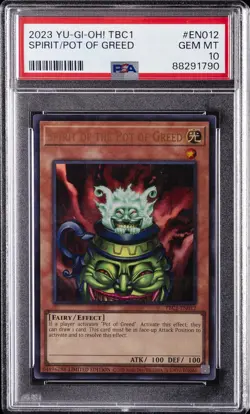 2023 YU-GI-OH! TBC1-THE POT COLL #EN012 SPIRIT OF THE POT OF GREED PSA 10 - Image 1