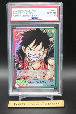 PSA 10 Luffy OP01-003 LEADER Parallel Romance Dawn Japanese One Piece Card - Image 4