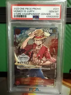 2023 One Piece Promo Monkey D. Luffy Store Championship-Winner #001 PSA GM 10 - Image 1