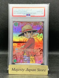 PSA10 Red Super ParallelOne Piece Card Monkey.D .Luffy SEC-SP OP13-118 - Image 1