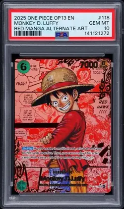 2025 ONE PIECE RED MANGA ALTERNATE ART OP13-118 MONKEY D. LUFFY PSA 10 - Image 1