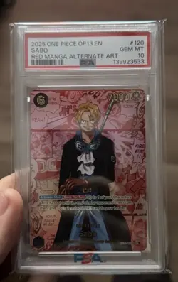 2025 ONE PIECE OP13- CARRYING ON HIS WILL RED MANGA ALTERNATE ART SABO PSA 10 - Image 2