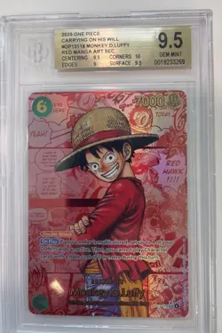2025 ONE PIECE RED MANGA ALTERNATE ART OP13-118 MONKEY D. LUFFY BGS 9.5 - Image 2