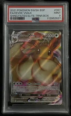 Pokemon Evee VMAX Black Star Promo Card SWSH087 Shining Fates PSA 9 - Image 1