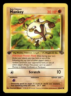 Mankey 55/64 1st Edition Jungle Set Pokemon Card - Image 1