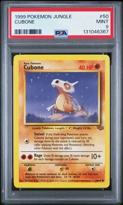 1999 Pokemon Jungle Cubone #50 Graded PSA 9 MINT - Image 1