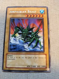 Heavily Played Condition- Amphibian Beast LON-008 Rare Labyrinth of Nightmare HP - Image 1