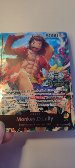 One Piece Monkey D Luffy ST13-003 2nd Anniversary NM - English - Image 2