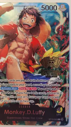 One Piece Monkey D Luffy ST13-003 2nd Anniversary NM - English - Image 4