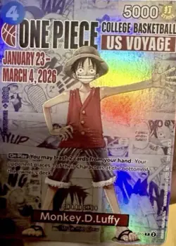 One Piece Monkey.D.Luffy US College Basketball Promo Card PRESALE Rutgers SGA - Image 1