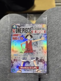 One Piece Monkey D. Luffy US College Basketball Card SGA Pre Sale **in hand** - Image 1