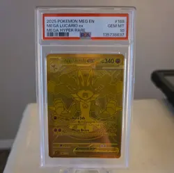 PSA 10 GEM MINT Pokemon Mega Lucario EX Gold Card 188/132 Mega Evolution 🌟 - Image 1