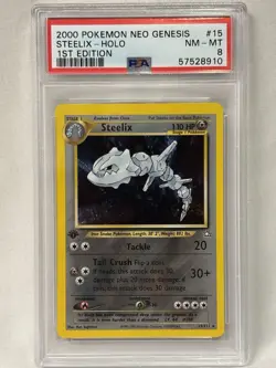 Pokemon TCG Steelix Neo Genesis Holo SWIRL 🌀 Rare Card 15/111 2000 PSA 8 - Image 1