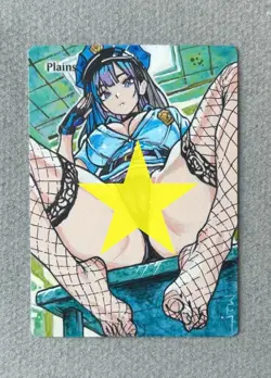 Magic MTG Altered Painted Plains Officer Anime Girl by white_alters - Image 2
