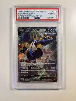 Pokemon PSA 10 Gem Mint Empoleon V Full Art Rengeki 074/070 Japanese - Image 1