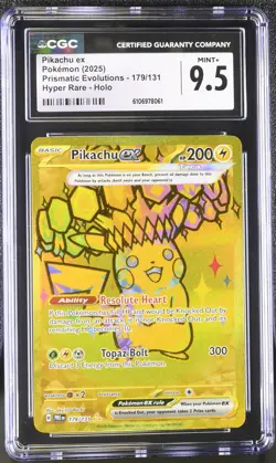 Pokemon tcg 2025 Prismatic Evolutions Pikachu ex #179/131 CGC 9.5 - Image 1