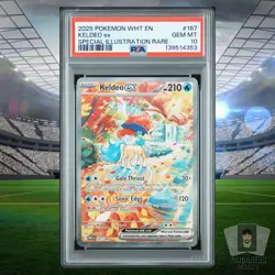 Keldeo EX 2025 Pokemon Scarlett & Violet White Flare WHT EN #167 PSA 10 GEM MINT - Image 1