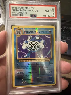 2016 Pokemon XY Evolutions Poliwrath 25/108 Reverse Foil - PSA 8 NM-MT - Image 1