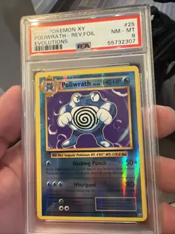 2016 Pokemon XY Evolutions Poliwrath 25/108 Reverse Foil - PSA 8 NM-MT - Image 2