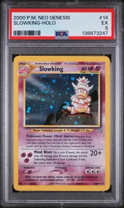 Slowking 14/111 PSA 5 2000 Pokemon Neo Genesis Vintage Holo Rare EX **SWIRL** - Image 1