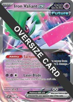 Heavily Played, English Pokemon Holo Iron Valiant ex - SVP068 - Oversized Promo - Image 1