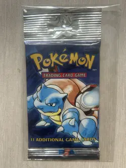 Pokemon Base Set Booster Pack Long Crimp 1999 Unlimited Factory Sealed Blastoise - Image 1