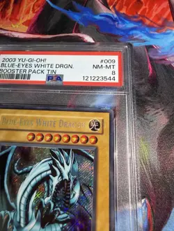 Yu-Gi-Oh 2003 Blue Eyes White Dragon BPT 009 PSA 8- HEAVY FOIL BLEED 🩸 - Image 3