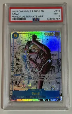 SANJI - ONE PIECE PRB02 ENGLISH #OP06-119 MANGA ALTERNATE ART PSA 9 - Image 1