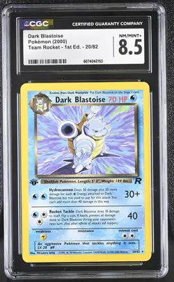 CGC 8.5 Dark Blastoise Team Rocket 1st Edition 20/82 Pokemon Card - Image 1