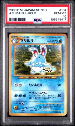 Pokemon PSA 10 GEM MINT 1999 Azumarill Neo Genesis Japanese Holo Rare Card - Image 1
