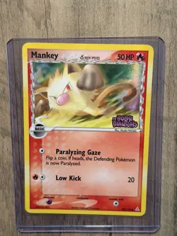 Pokemon TCG Mankey Delta Species Reverse Holo Card 70/110 Holon Phantoms Stamped - Image 1