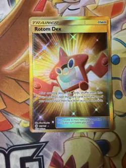 Rotom Dex 159/149 S&M Base NM Gold Secret Rare Pokemon Card - Image 1