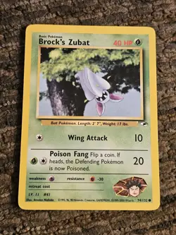 Brock's Zubat 74/132 Gym Heroes Unlimited Pokemon Card - Image 1